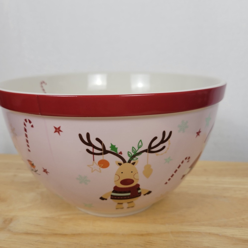 The Bake Shop Santa Claus Stoneware Mixing Bowl Pastel Christmas Kitsch Retro